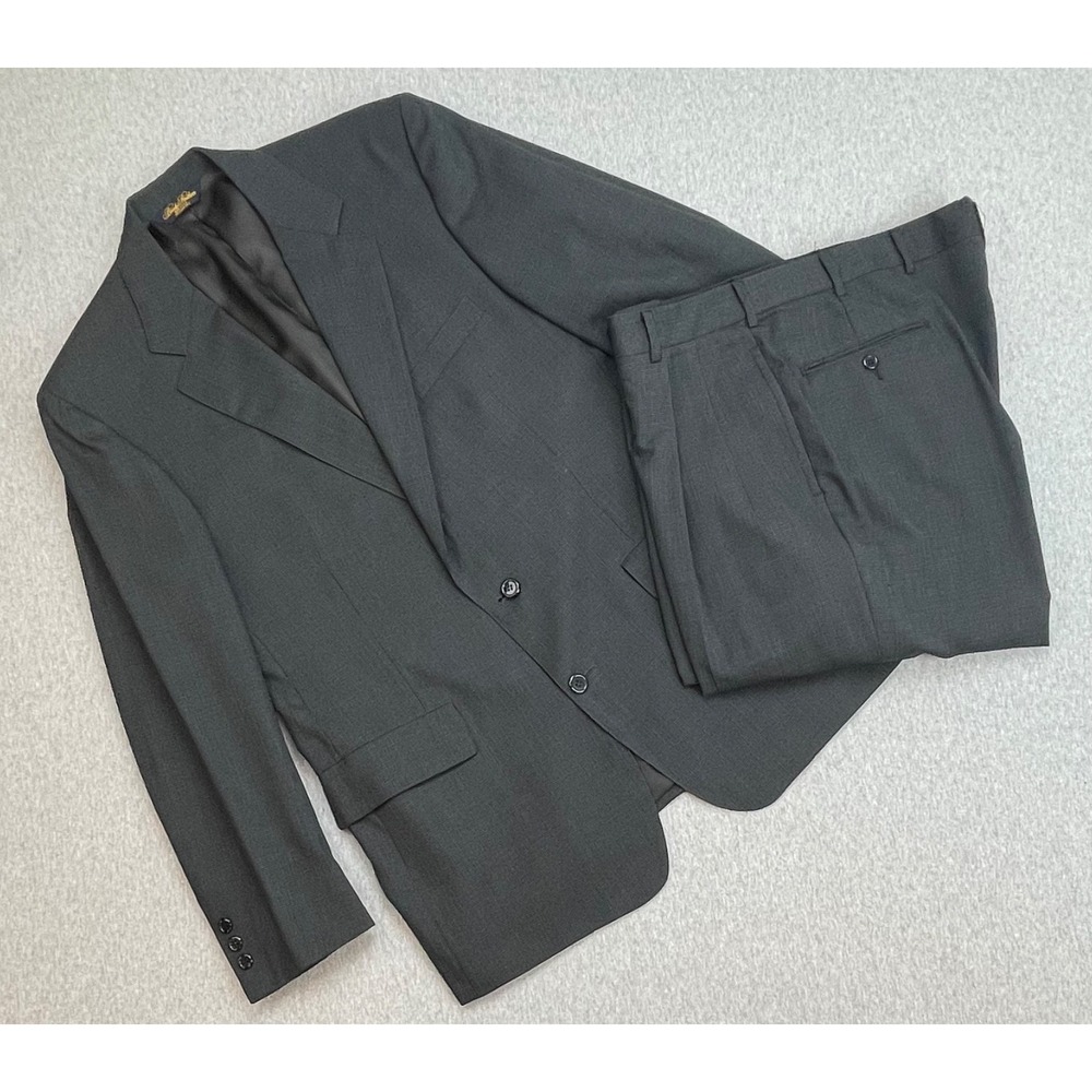 Brooks Brothers Suit Mens 41R Houndstooth 100% Wool Brooksease Pants 34x29 -2Pcs
